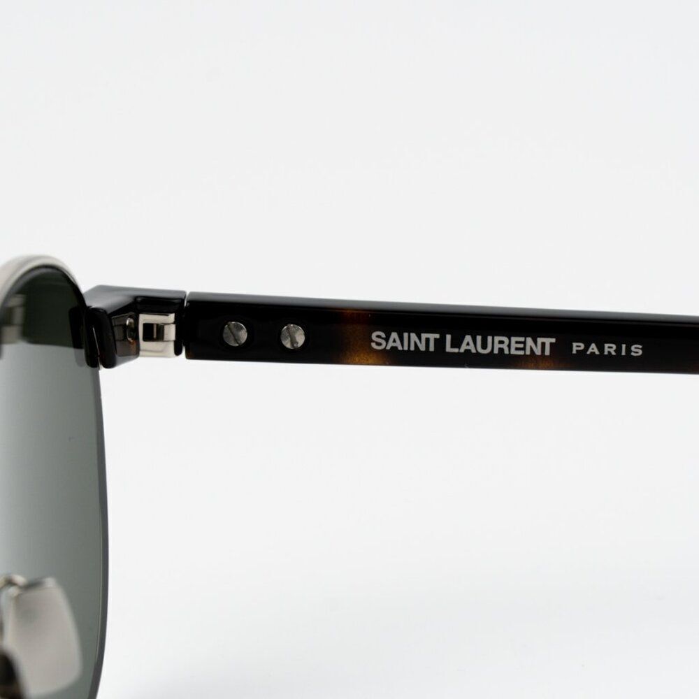 NEW Saint Laurent SL707 001 Silver Havana Grey Oval Unisex Sunglasses - Picture 9 of 12